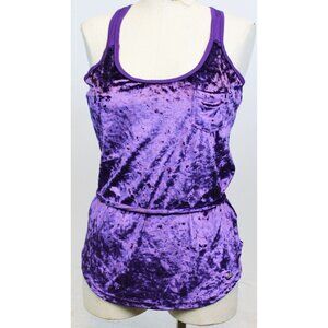 Aeropostale Dark Purple Velvet Tank Top sz S Racerback Chest Pocket Stretch
